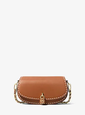 MK Mila Small Hand-Stitched Leather Shoulder Bag - Brown - Michael Kors