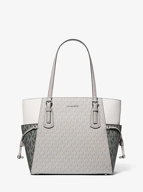 MK Voyager Small Color-Block Logo Tote Bag - Grey - Michael Kors