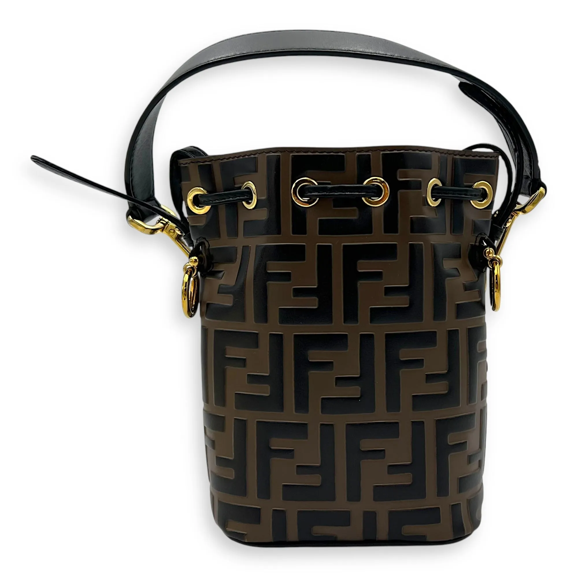 Mon Tresor Bucket Bag Brown in Calfskin, Gold hardware