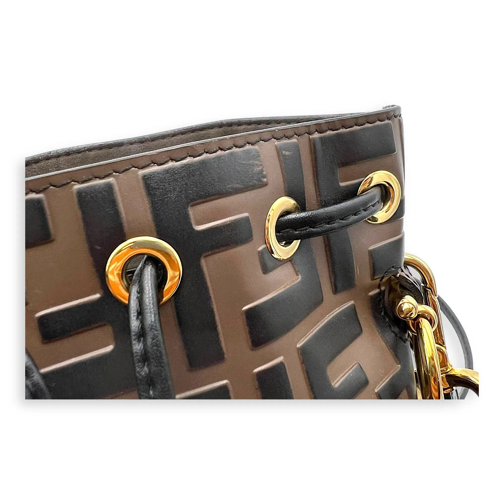 Mon Tresor Bucket Bag Brown in Calfskin, Gold hardware