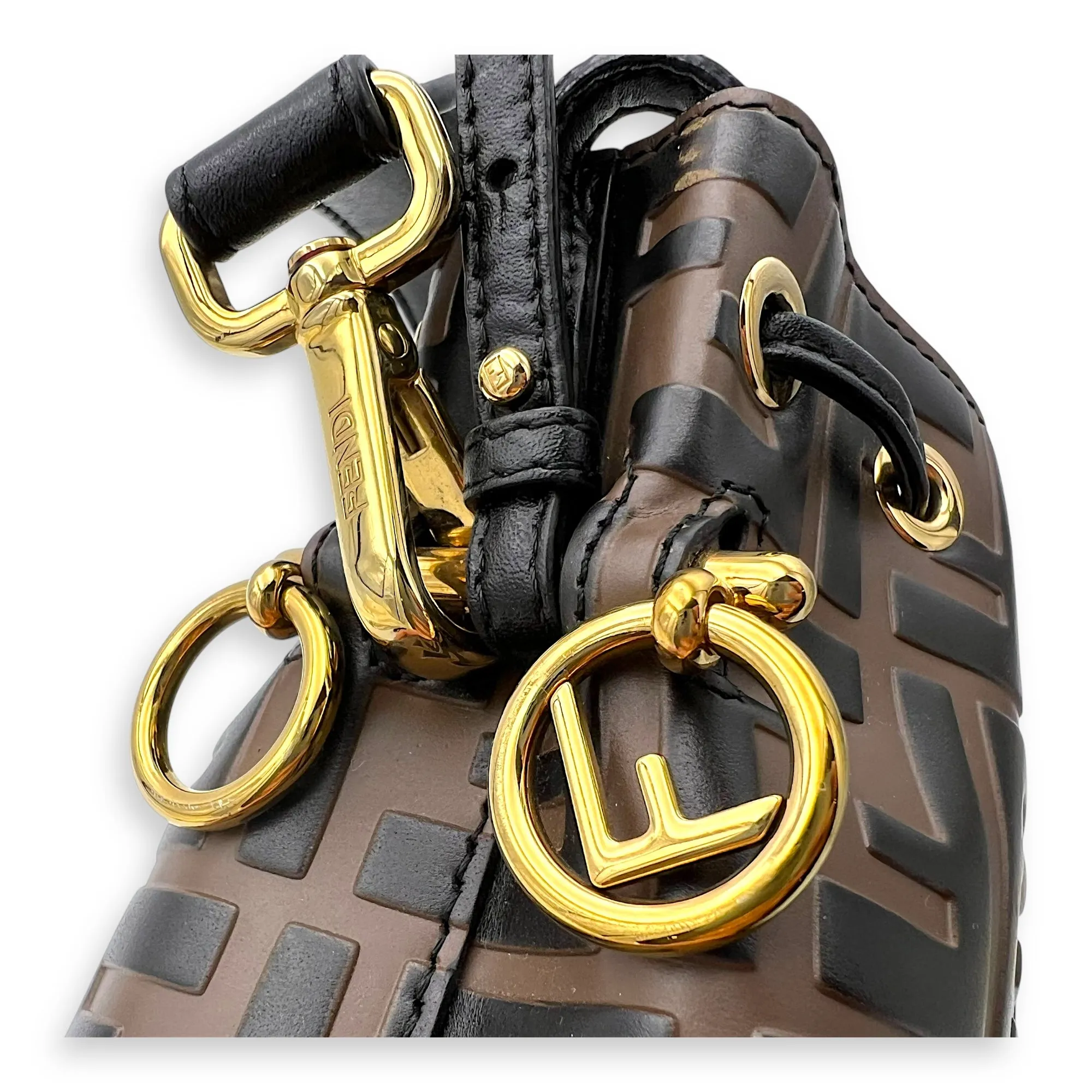Mon Tresor Bucket Bag Brown in Calfskin, Gold hardware