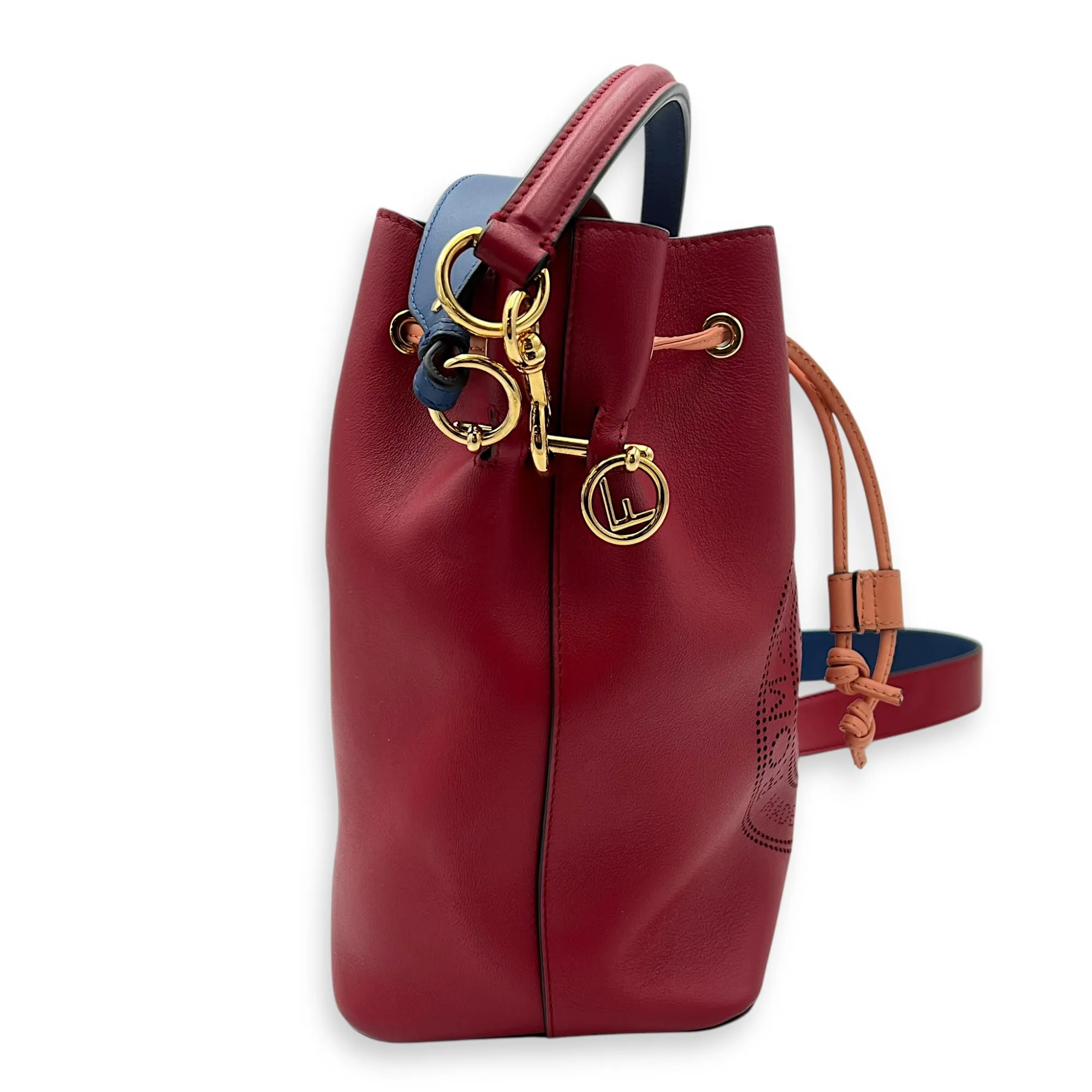 Mon Tresor Bucket Bag Red in Calfskin, Gold hardware