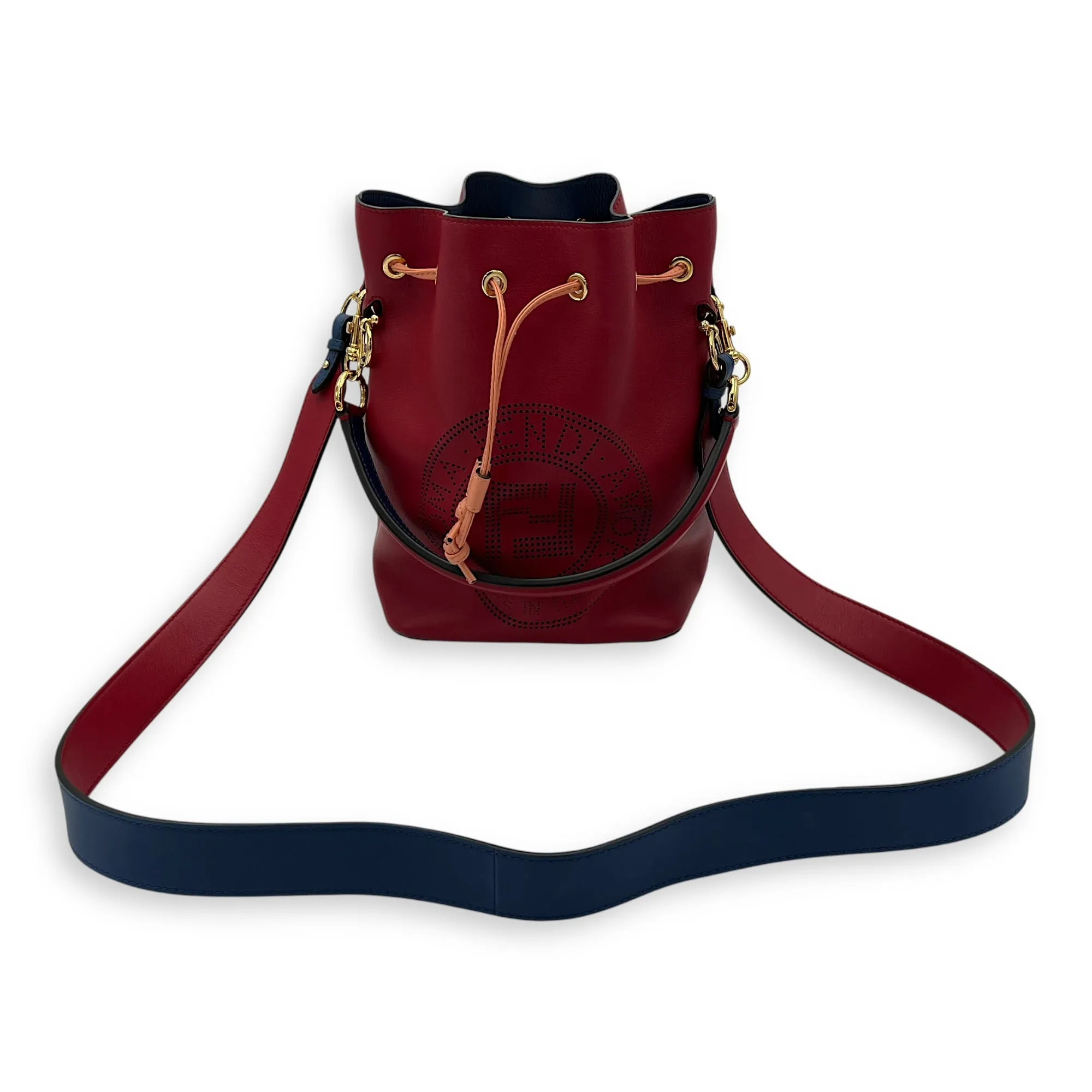 Mon Tresor Bucket Bag Red in Calfskin, Gold hardware