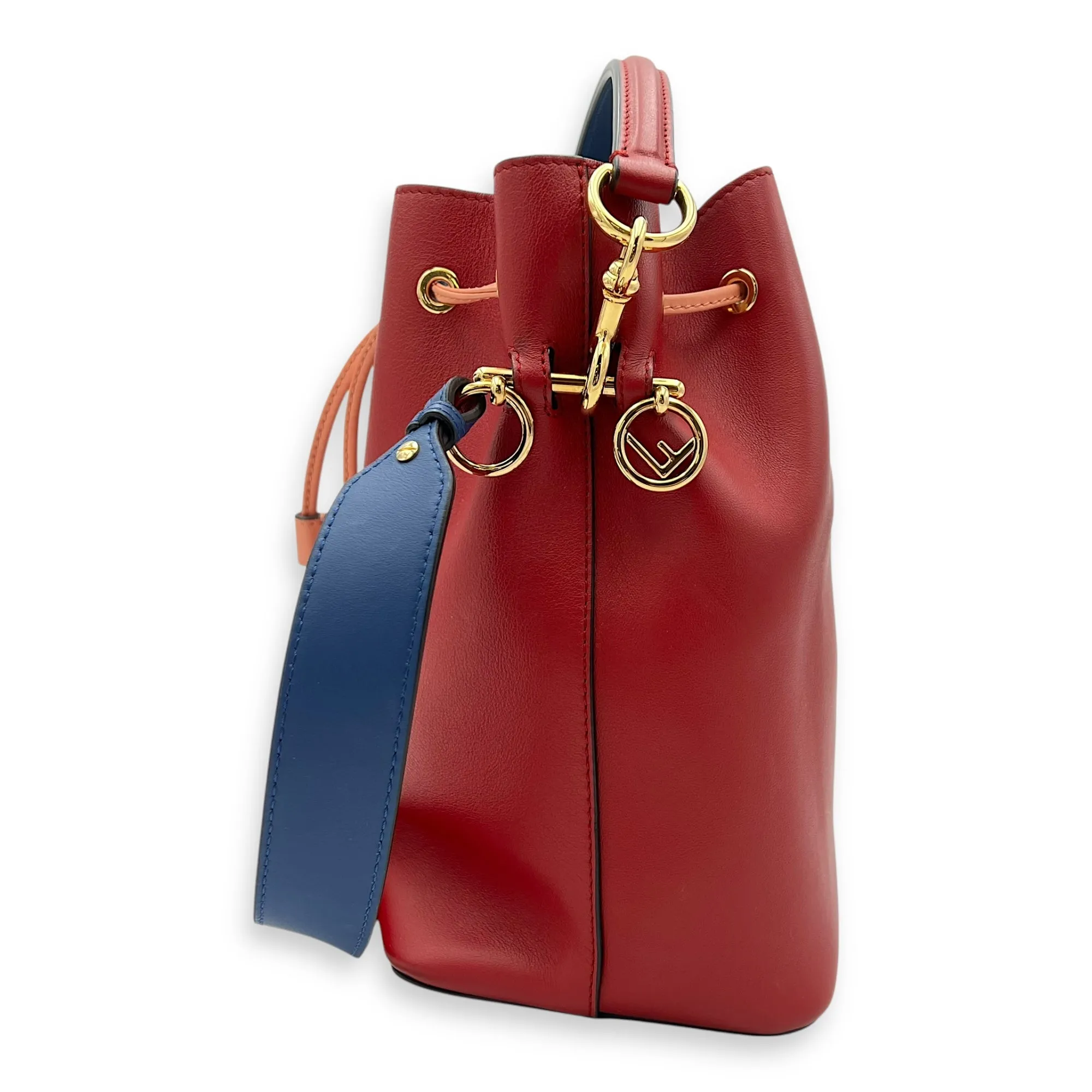Mon Tresor Bucket Bag Red in Calfskin, Gold hardware