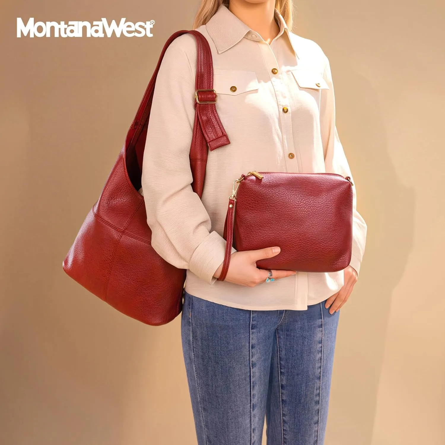 Montana West Hobo Bags Purse for Women Ultra Soft Foldable Shoulder Slouchy Handbags with Cosmetic bag