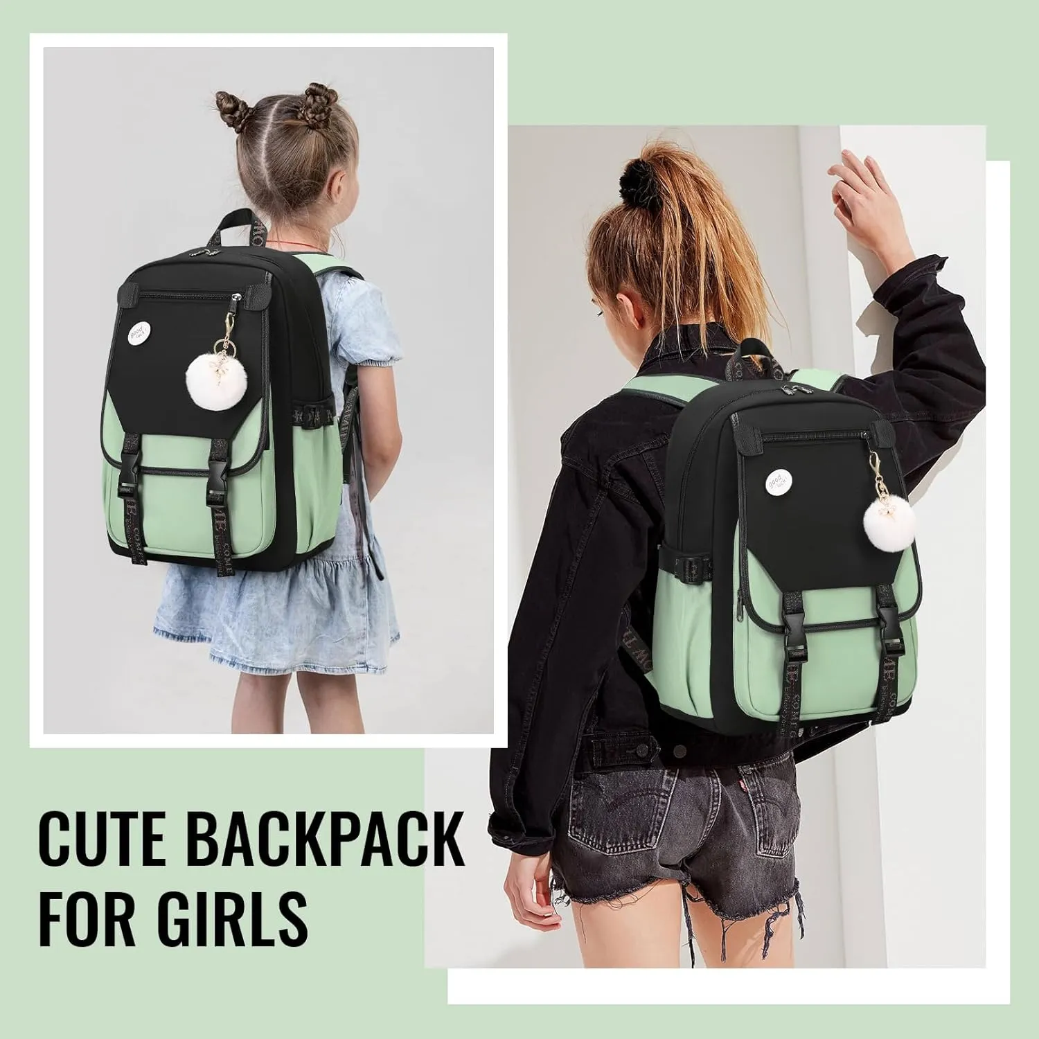 MOONBABY Girls Backpack School Bookbag for Teens Large Capacity Aesthetics Bags for Middle High School