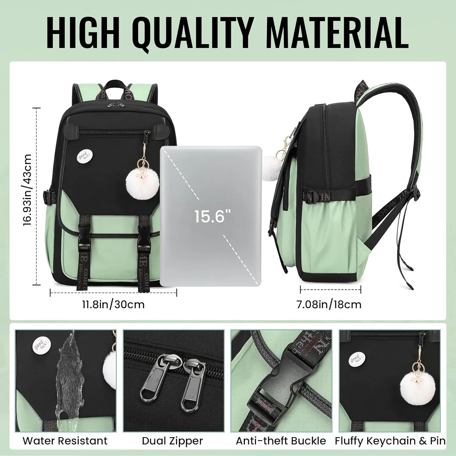 MOONBABY Girls Backpack School Bookbag for Teens Large Capacity Aesthetics Bags for Middle High School