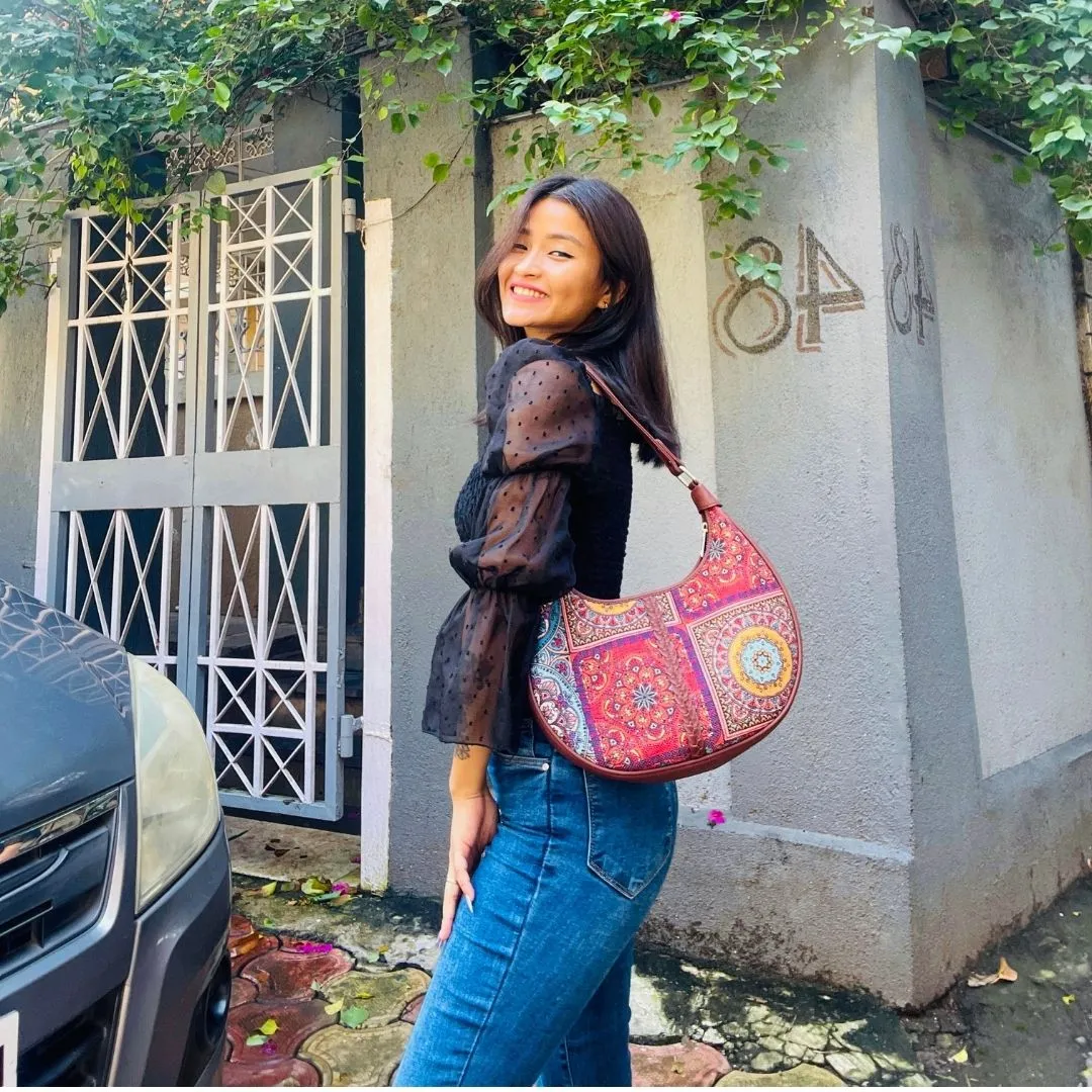 Multicolor Mandala Print Hobo Bag