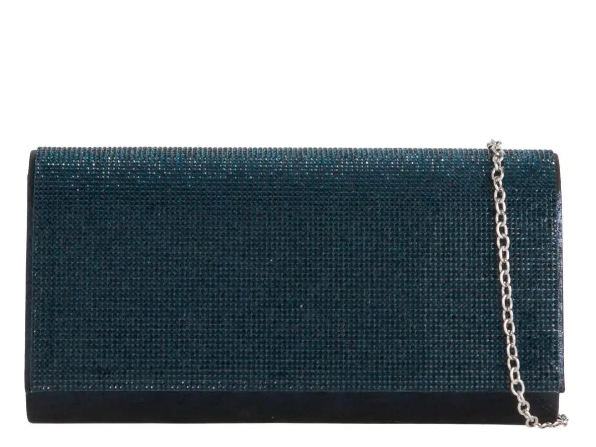 Navy Diamante Jewelled Clutch Bag