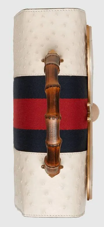 Ostrich Top Handle Bag with Moth