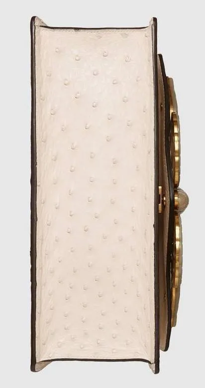 Ostrich Top Handle Bag with Moth