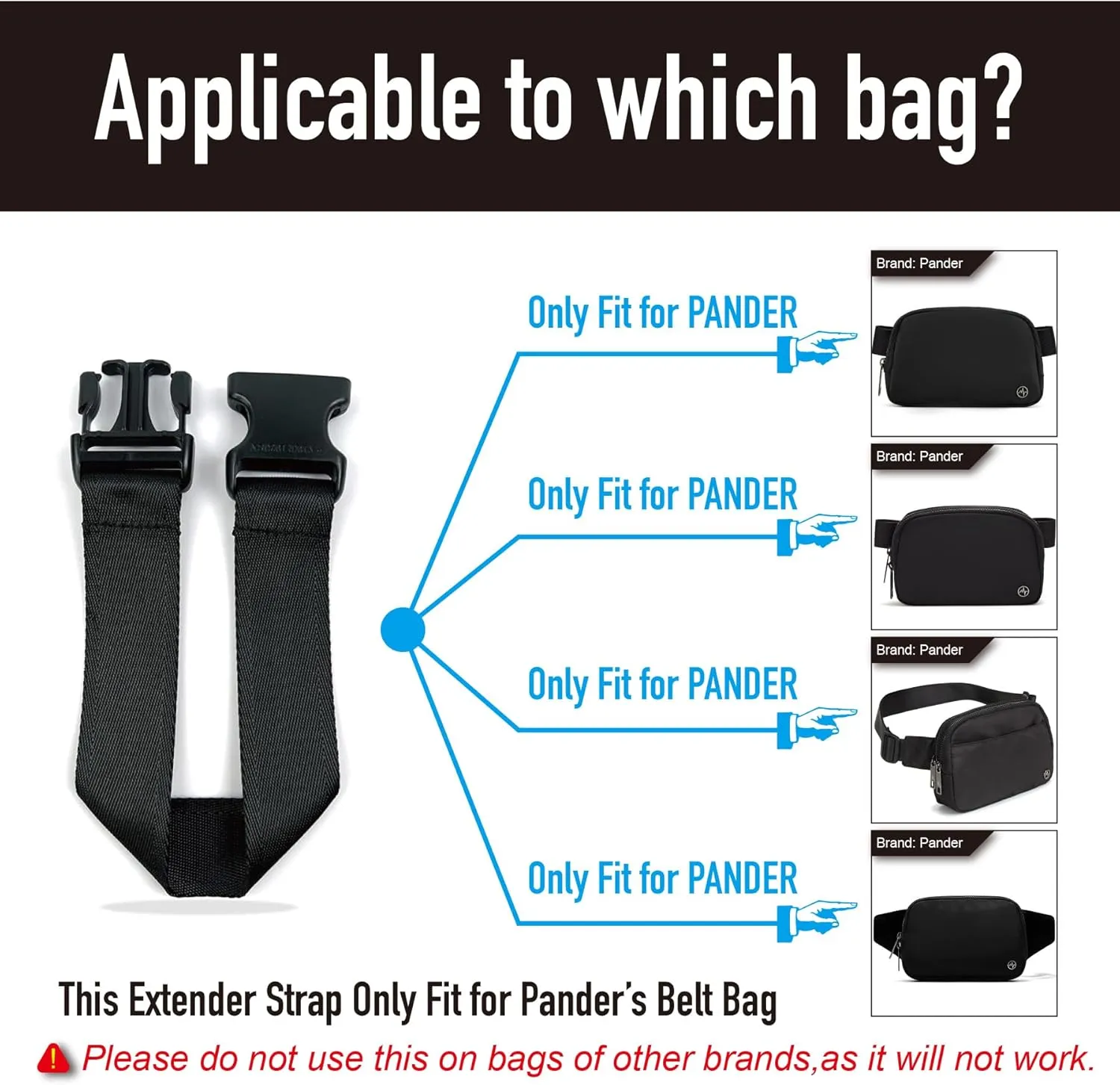 Pander Belt Bag Strap Extender  Fits Only Pander 1L and Larger Belt Bags, Adds 13.5 Length, Nylon Extension Strap, Not for Other Brands, Dune