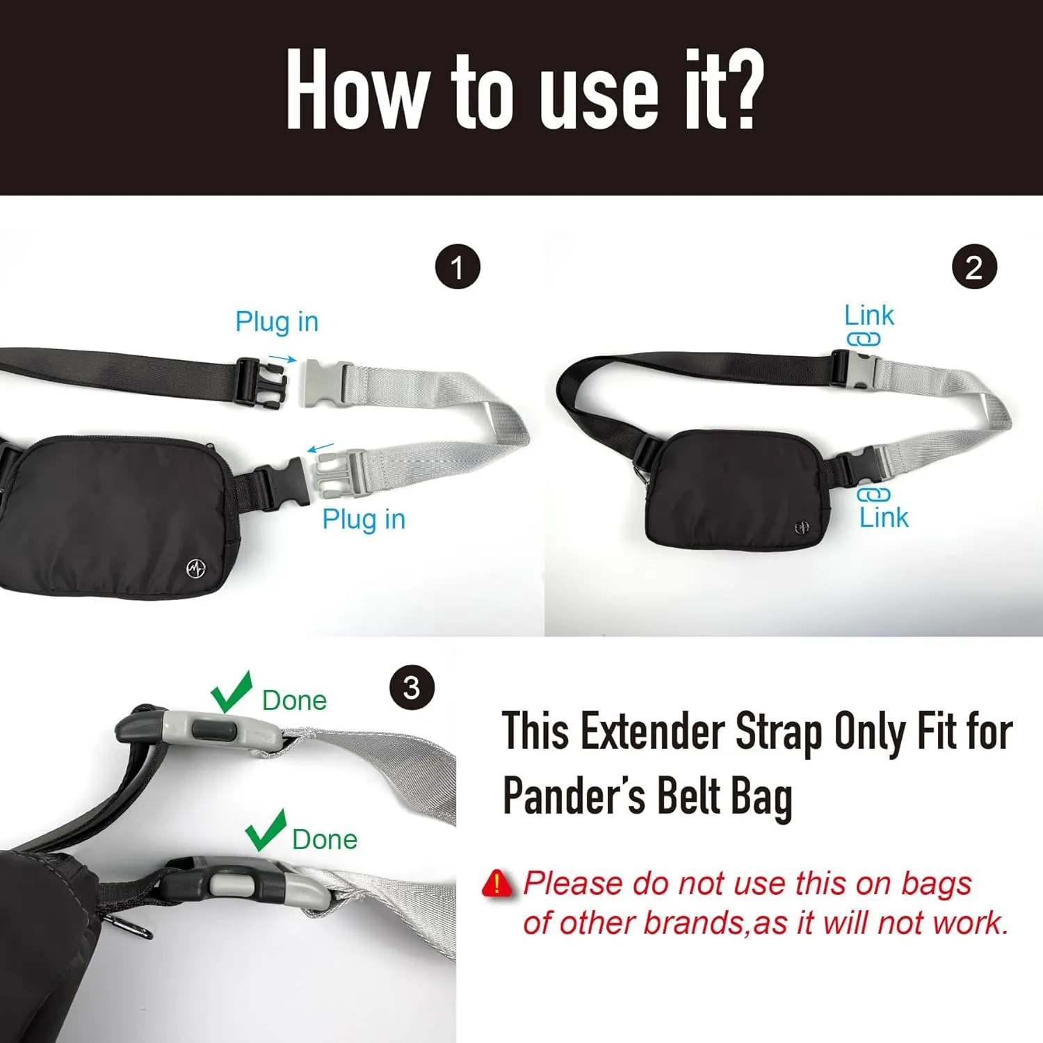 Pander Belt Bag Strap Extender  Fits Only Pander 1L and Larger Belt Bags, Adds 13.5 Length, Nylon Extension Strap, Not for Other Brands, Dune