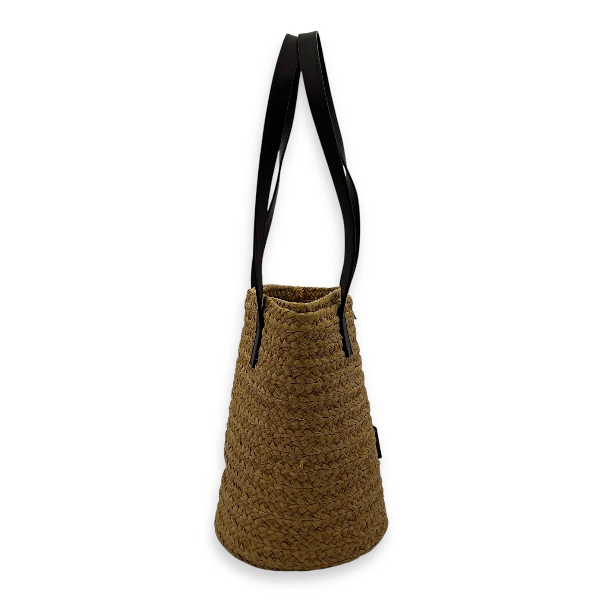 Panier Bucket Bag Brown in Raffia, Gold hardware