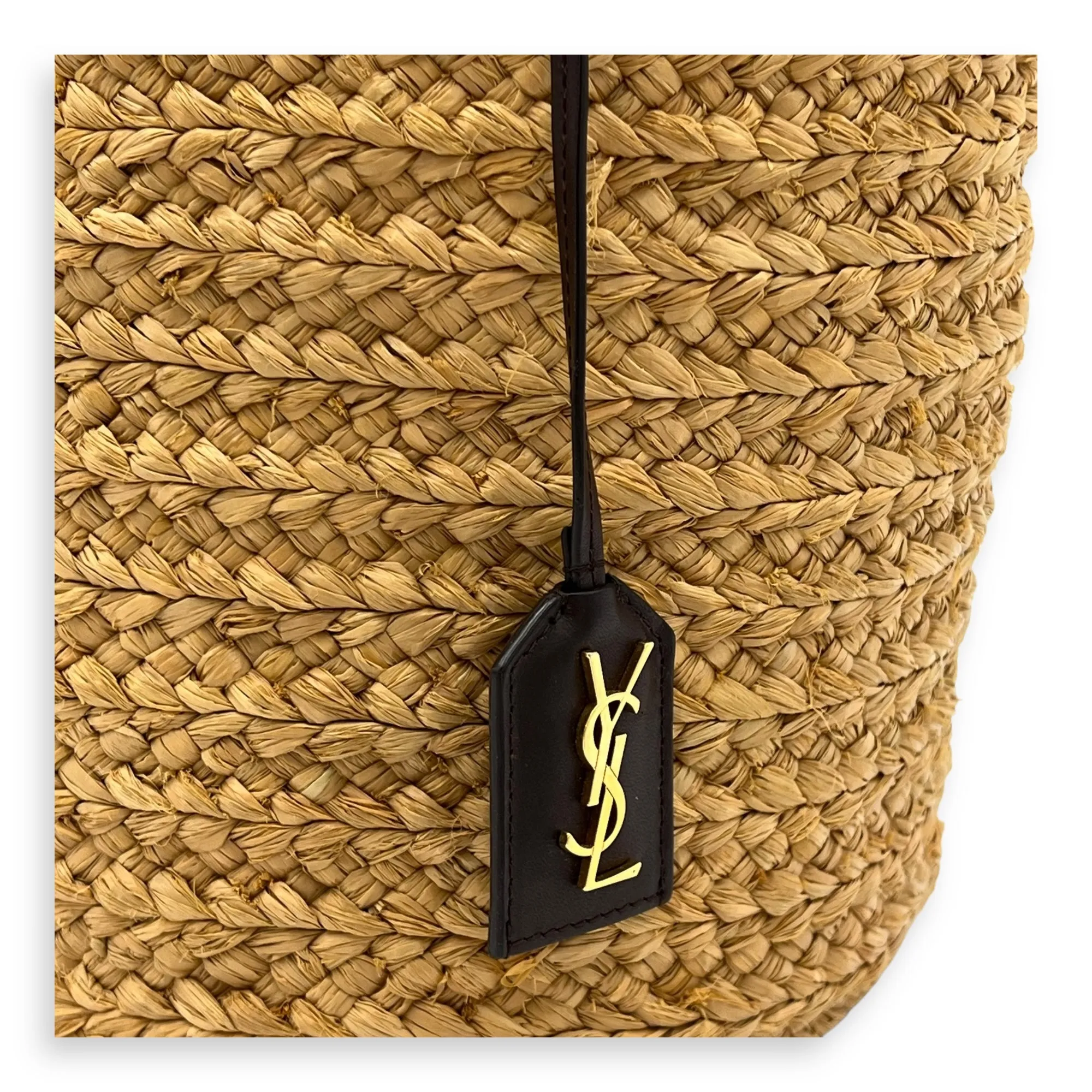 Panier Bucket Bag Brown in Raffia, Gold hardware