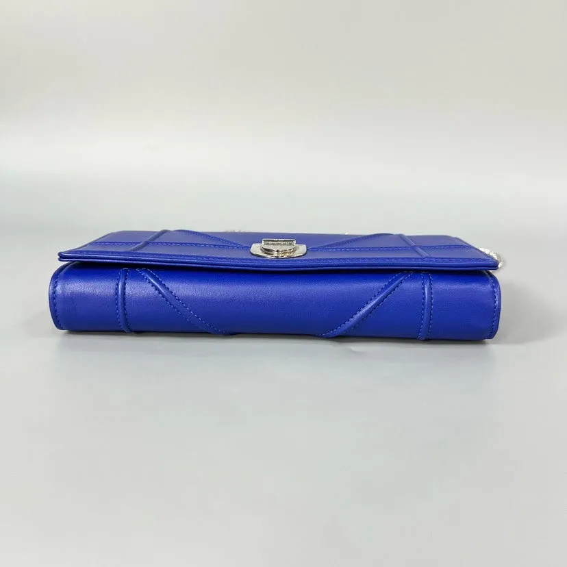 Preloved Dior Diorama WOC Blue Leather Clutch Bag XJ10817
