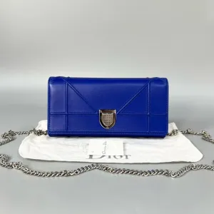 Preloved Dior Diorama WOC Blue Leather Clutch Bag XJ10817