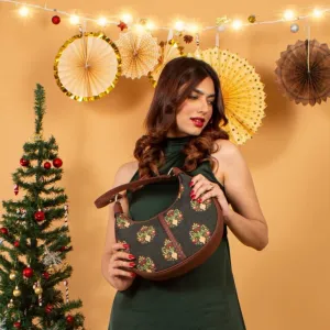 Royal Green Mogra Print Hobo Bag