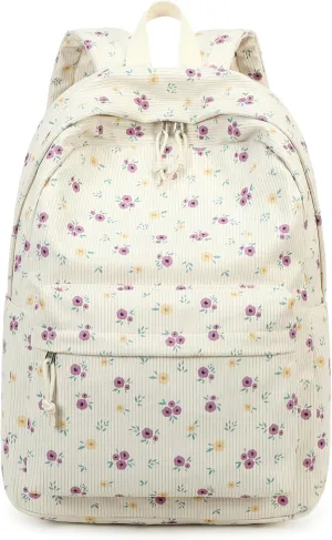 School Backpack for Teen Girls Bookbags Elementary High School Corduroy Laptop Bags Women Travel Daypacks