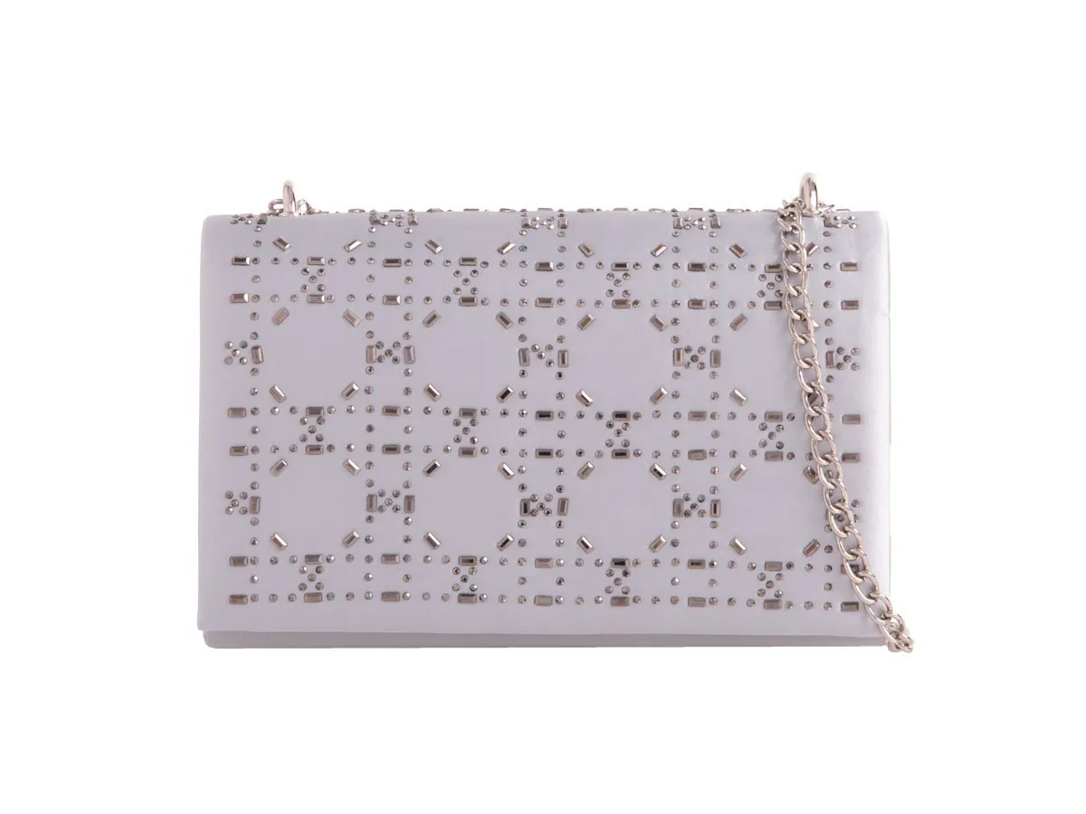 Silver Crystal Clutch Bag