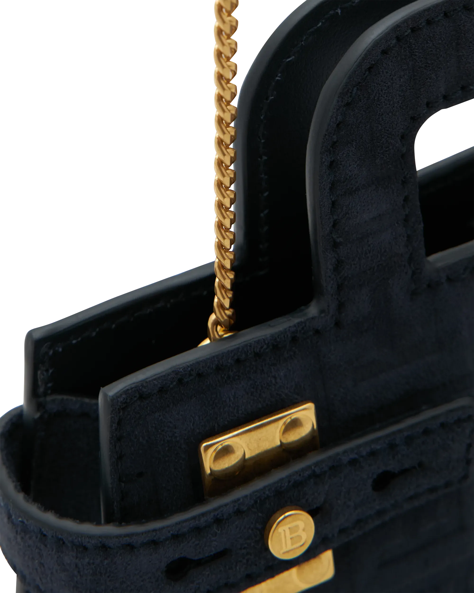 Small B-Buzz Suede and Leather Top Handle Bag