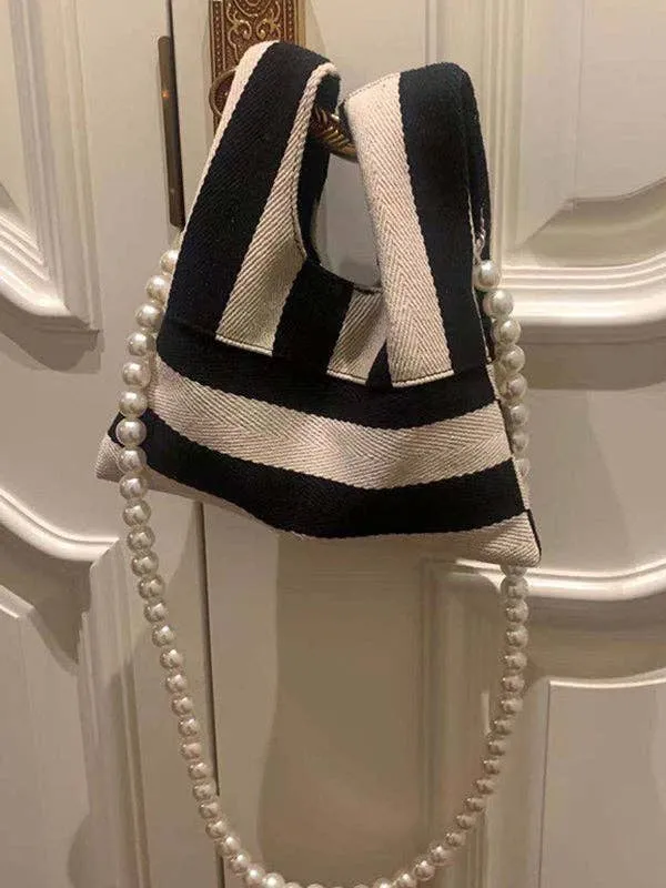 Striped Beaded crossbody bag