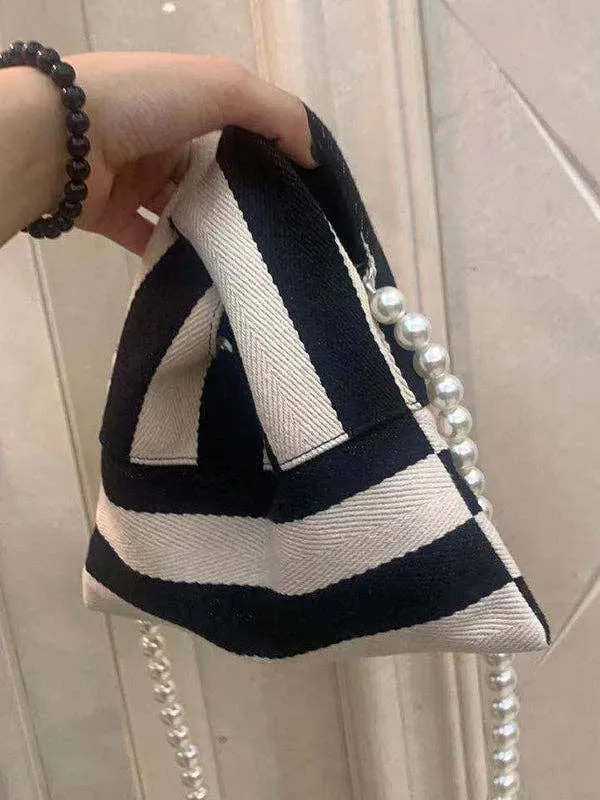 Striped Beaded crossbody bag