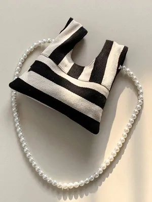 Striped Beaded crossbody bag