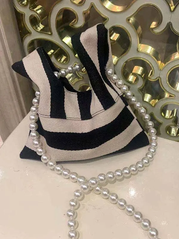 Striped Beaded crossbody bag
