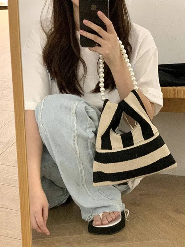 Striped Beaded crossbody bag