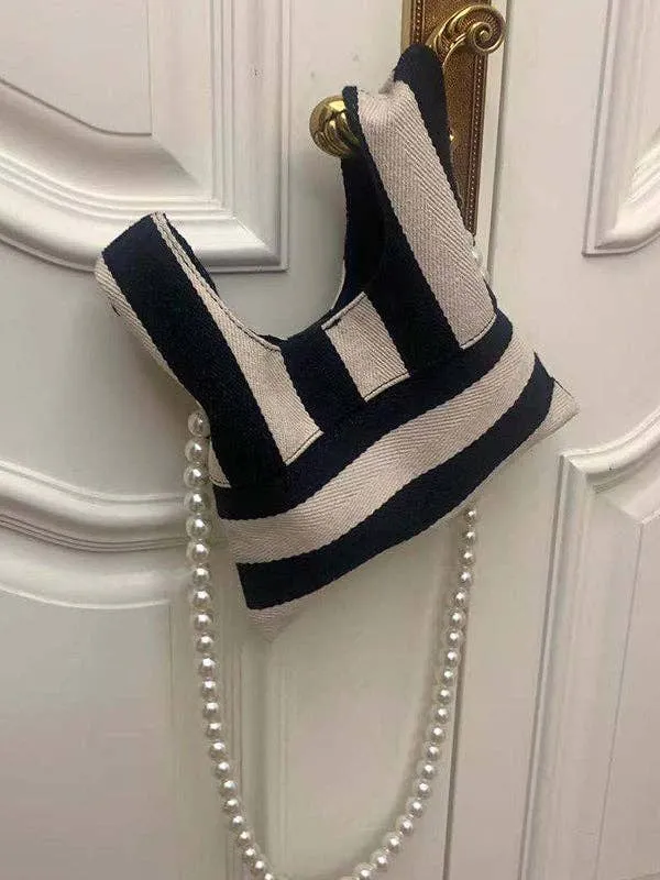 Striped Beaded crossbody bag