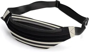 Stripes Black White Belt Bag with Adjustable Strap, Lightweight Travel Crossbody Bags, Hands-Free Mini Fanny Packs in Running Gym