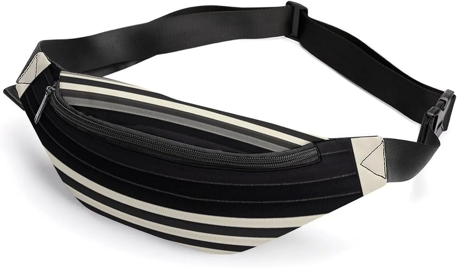 Stripes Black White Belt Bag with Adjustable Strap, Lightweight Travel Crossbody Bags, Hands-Free Mini Fanny Packs in Running Gym