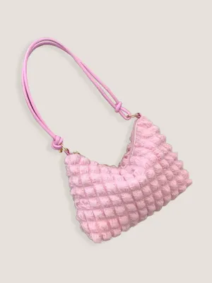 Textured Cotton Shoulder Hobo Bag