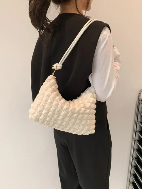 Textured Cotton Shoulder Hobo Bag