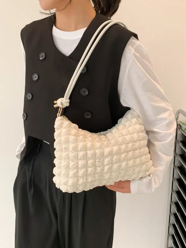 Textured Cotton Shoulder Hobo Bag