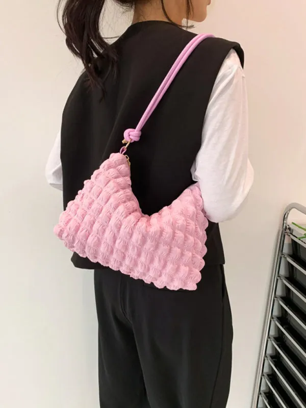 Textured Cotton Shoulder Hobo Bag