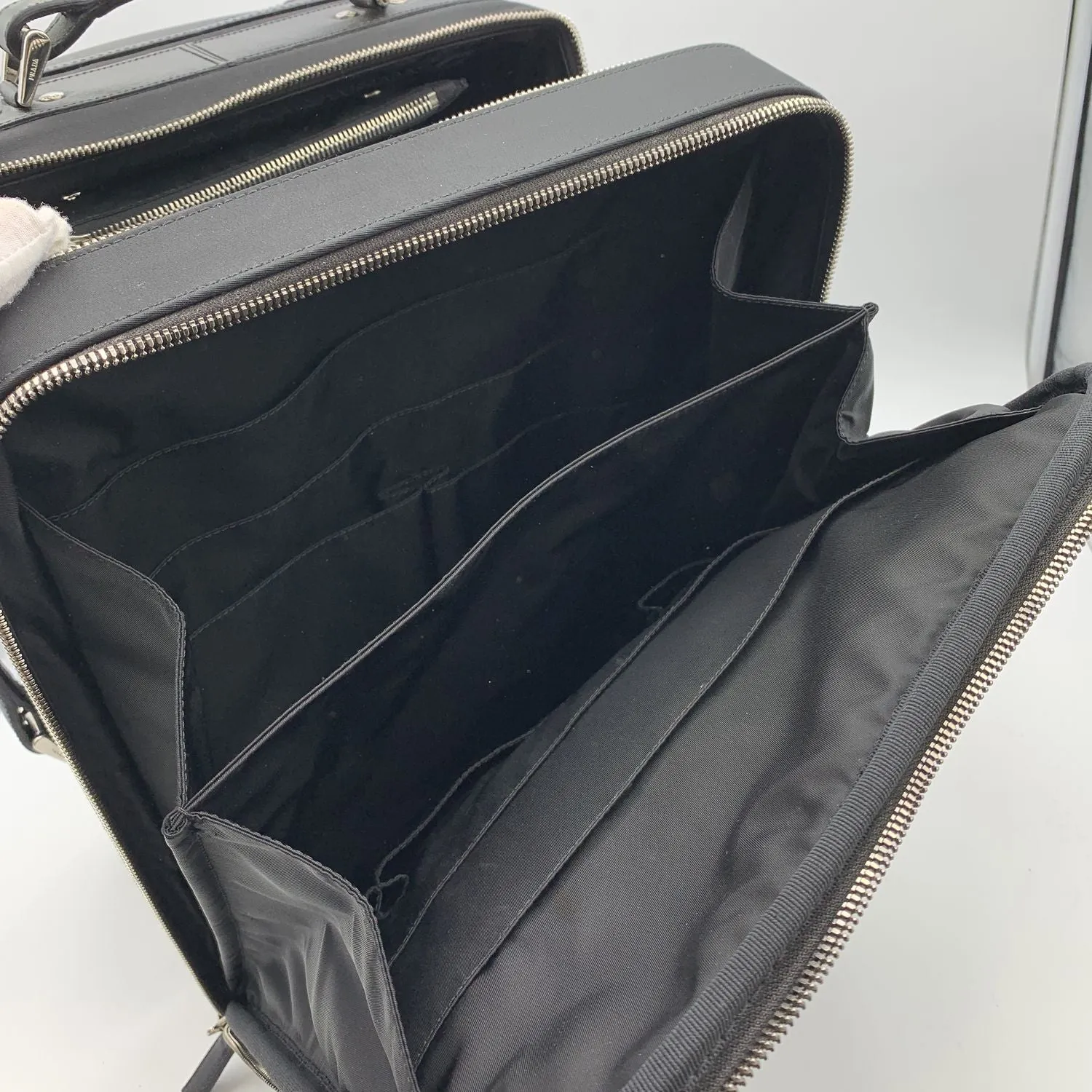 Trendy Inspired Prada Black Nylon Rolling Suitcase Wheeled Travel Bag Trolley