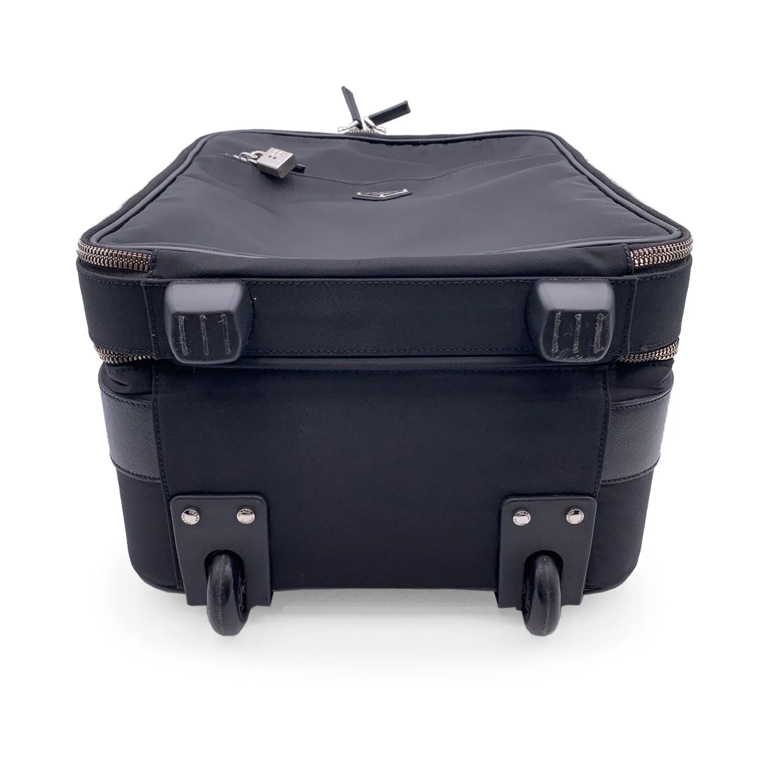 Trendy Inspired Prada Black Nylon Rolling Suitcase Wheeled Travel Bag Trolley