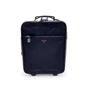 Trendy Inspired Prada Black Nylon Rolling Suitcase Wheeled Travel Bag Trolley