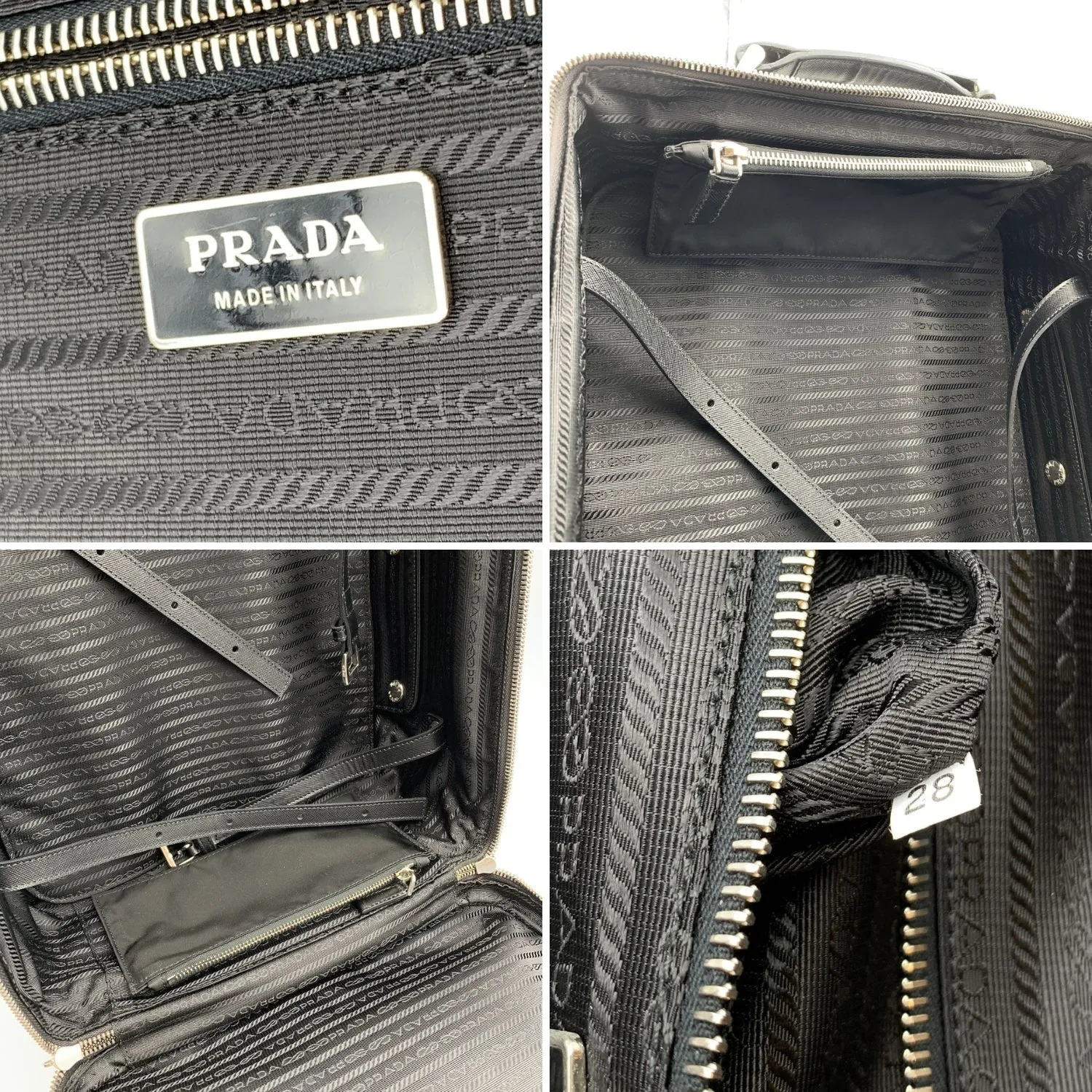 Trendy Inspired Prada Black Nylon Rolling Suitcase Wheeled Travel Bag Trolley