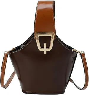 Trendy PU Leather Bucket Bags for Women Purse Top Handle Crossbody Bag Small Satchel Handbags Cute Tote Bag