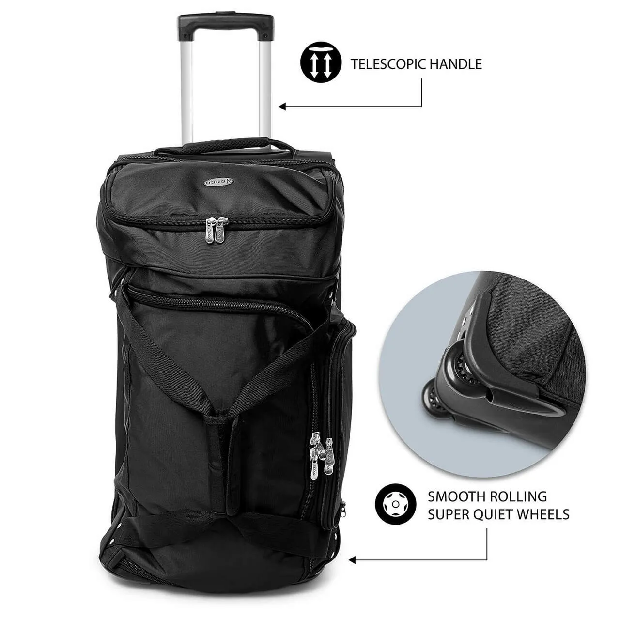 UCF Knights 27" Black Rolling Drop Bottom Duffel