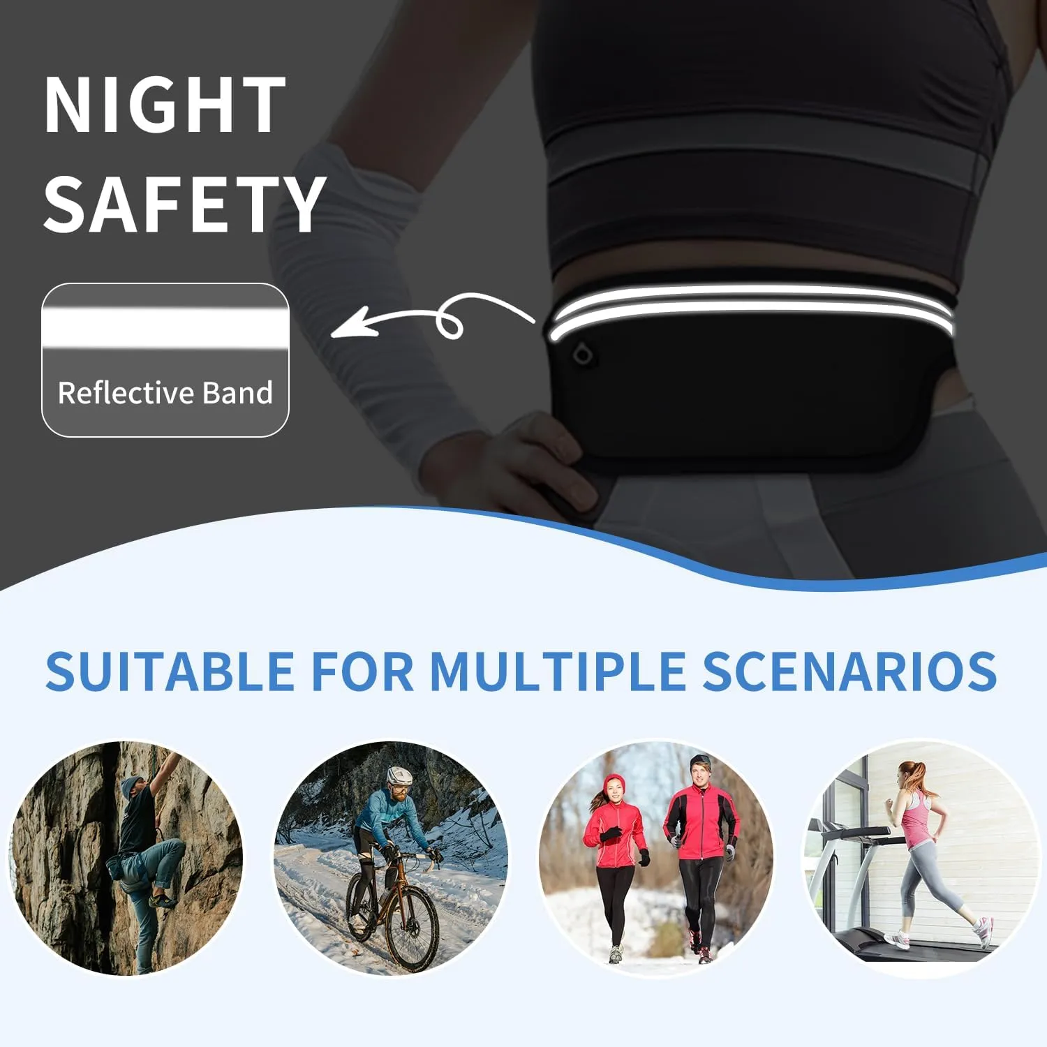 UltraSlim Fanny Packs for Women Men Slim Running Belt Waist Pack Runners Bag Waterproof Money Belt (Purple)