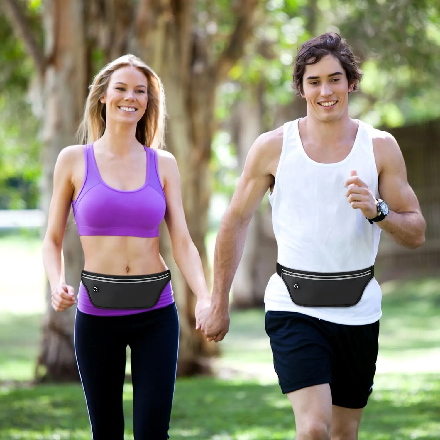 UltraSlim Fanny Packs for Women Men Slim Running Belt Waist Pack Runners Bag Waterproof Money Belt (Purple)