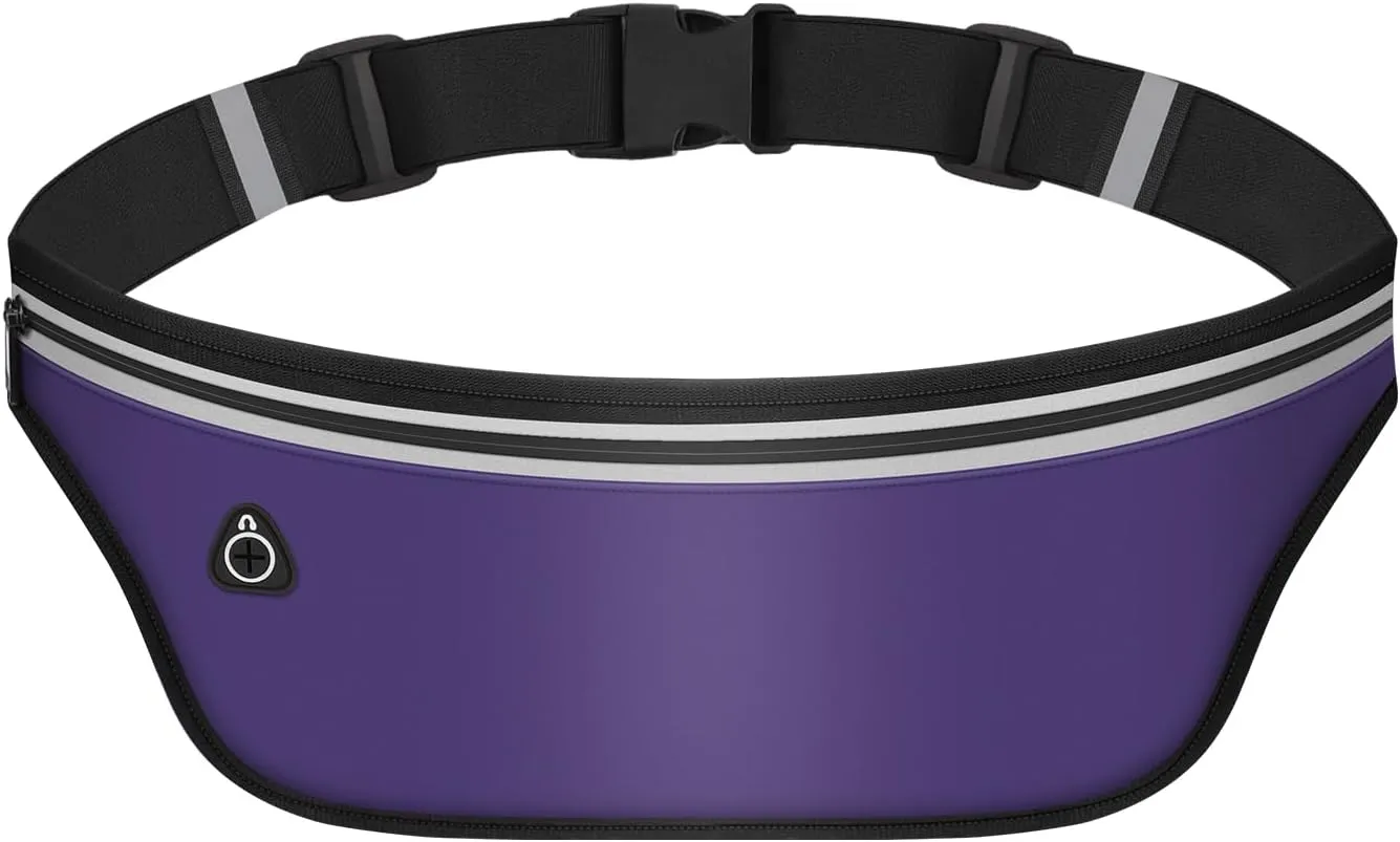 UltraSlim Fanny Packs for Women Men Slim Running Belt Waist Pack Runners Bag Waterproof Money Belt (Purple)