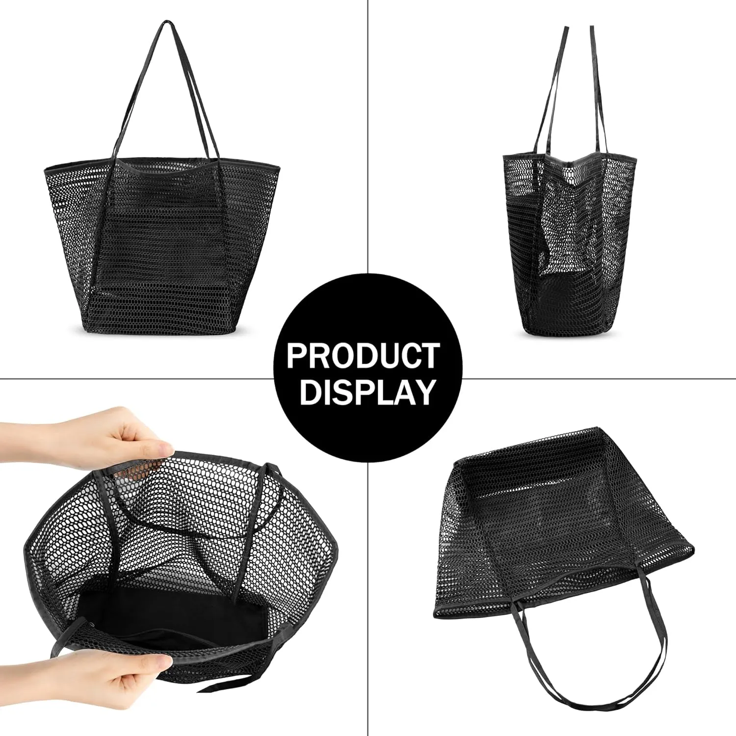VOROLO Mesh Tote Beach Bag,Women Fairycore Hobo Bag,Shoulder Bag,Soft Summer Casual Crochet Bags