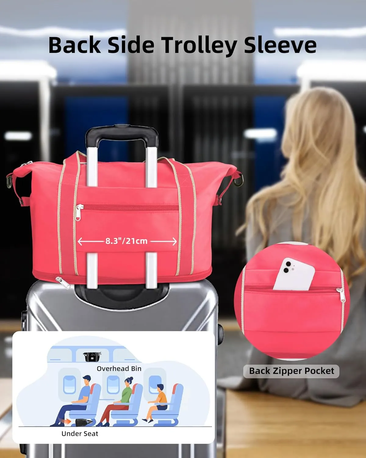 WALNEW Travel Duffel Bag, Weekender Overnight Carry On Bag Women Men, Foldable Waterproof Gym Luggage with Metal Buckle Strap