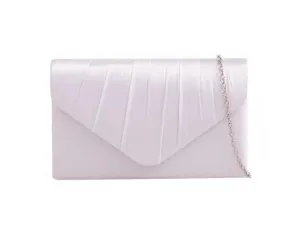 White Satin Bridal Clutch Bag