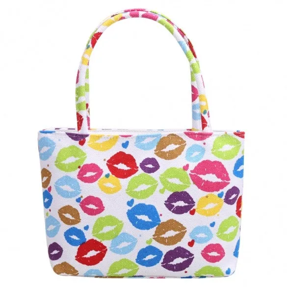 Women Canvas Single Shoulder Casual Print Tote Handbag